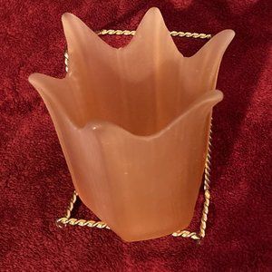 VTG 1960's L.E. Smith Pink Satin Glass Six Petal Vase/Candle Holder-4.75"H-EUC